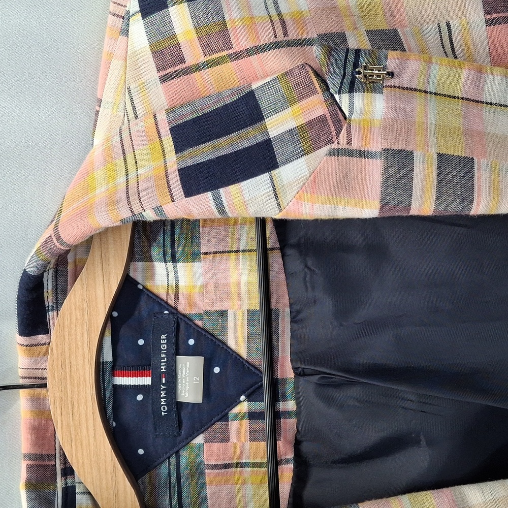 Sold! Tommy Hilfiger Mixed Madras Plaid Blazer Jacket Multicolor 12 NWOT - Picture 3 of 13